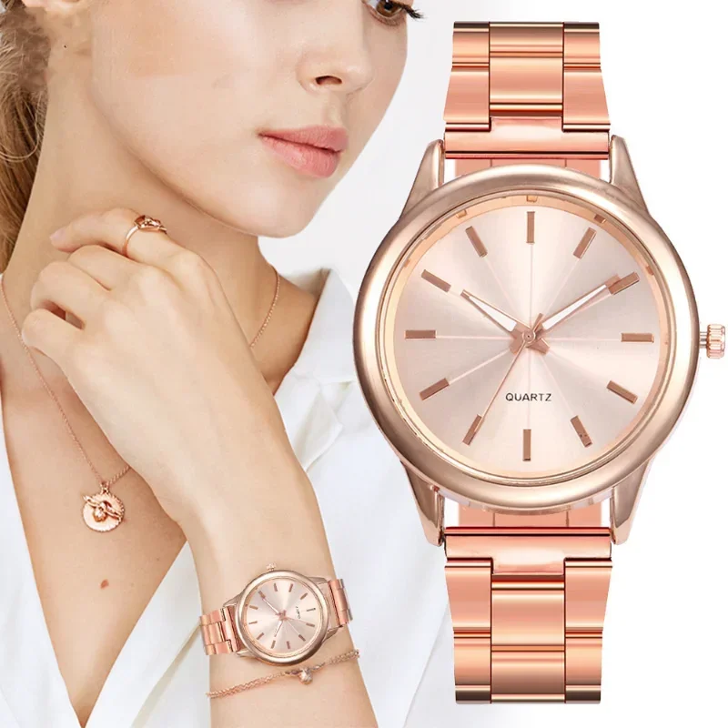 

Женские высококачественные кварцевые часы из нержавеющей стали, светящийся циферблат, часы для отдыха, женские наручные часы, женские часы