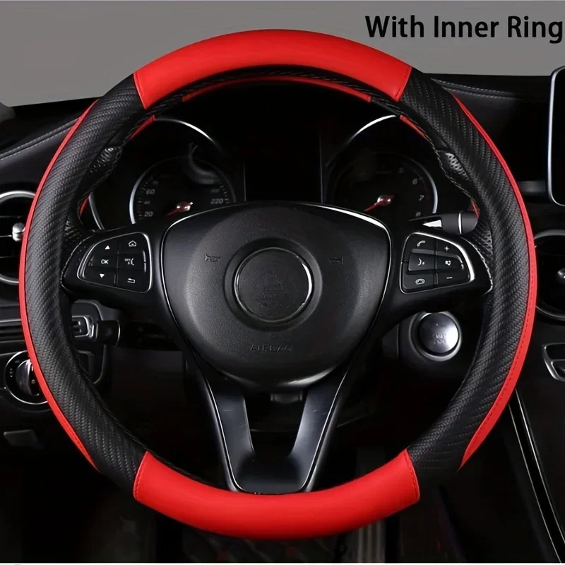 Carbon Fiber Steering Wheel Cover Universal Standard-Size 14 1/2"-15" Breathable Microfiber Leather Car Steering Wheel Cover
Carbon Fiber Steering Wheel Cover Universal Standard-Size 14 1/2"-15" Breathable Microfiber Leather Car Steering Wheel Cover