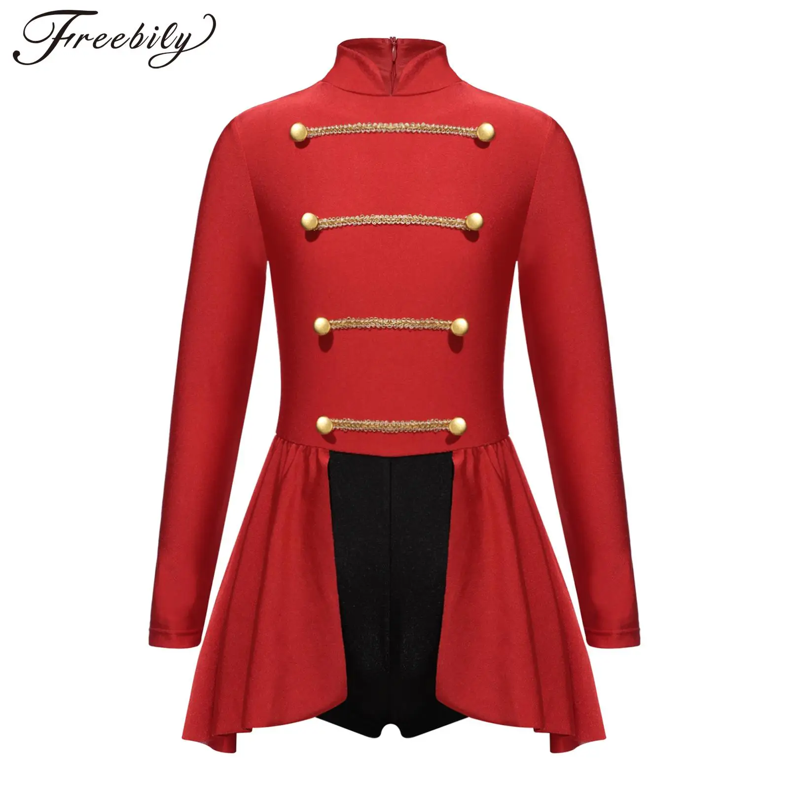 

Kids Girls Circus Ringmaster Cosplay Costume Long Sleeve Leotard Dress for Halloween Theme Party Carnival Role Play Performance