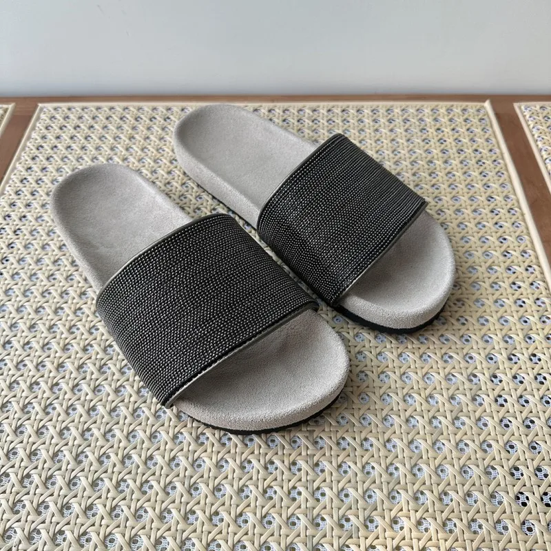 

Summer new hand-beaded slippers women wear casual flip-flops Fashion flat open-toe flip-flops