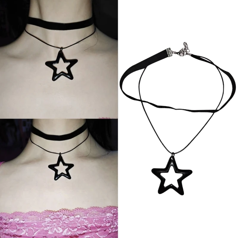 

Fashion Collar Necklace Star Y2K Pendant Necklace Double Layer Chain Choker Statement Jewelry Clavicle Chain Neckchain DropShip