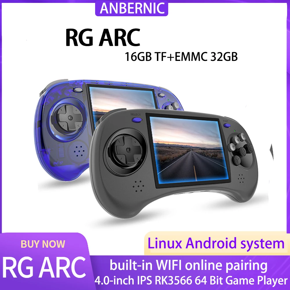 

ANBERNIC RG ARC Retro Handheld Game Console RK3566 4'' Touch Screen Android 11 Linux Dual System 8000 Games Christmas Gifts