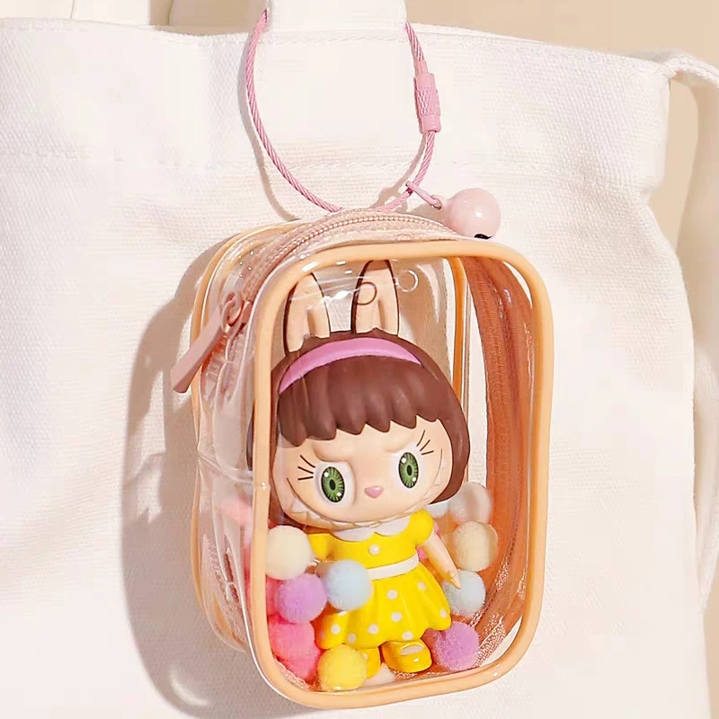 

PVC Transparent Keychain Bag Storage Case Anime Plush Dolls Mystery Box Dustproof Pouch Thicken Wallet Pendant For Backpack