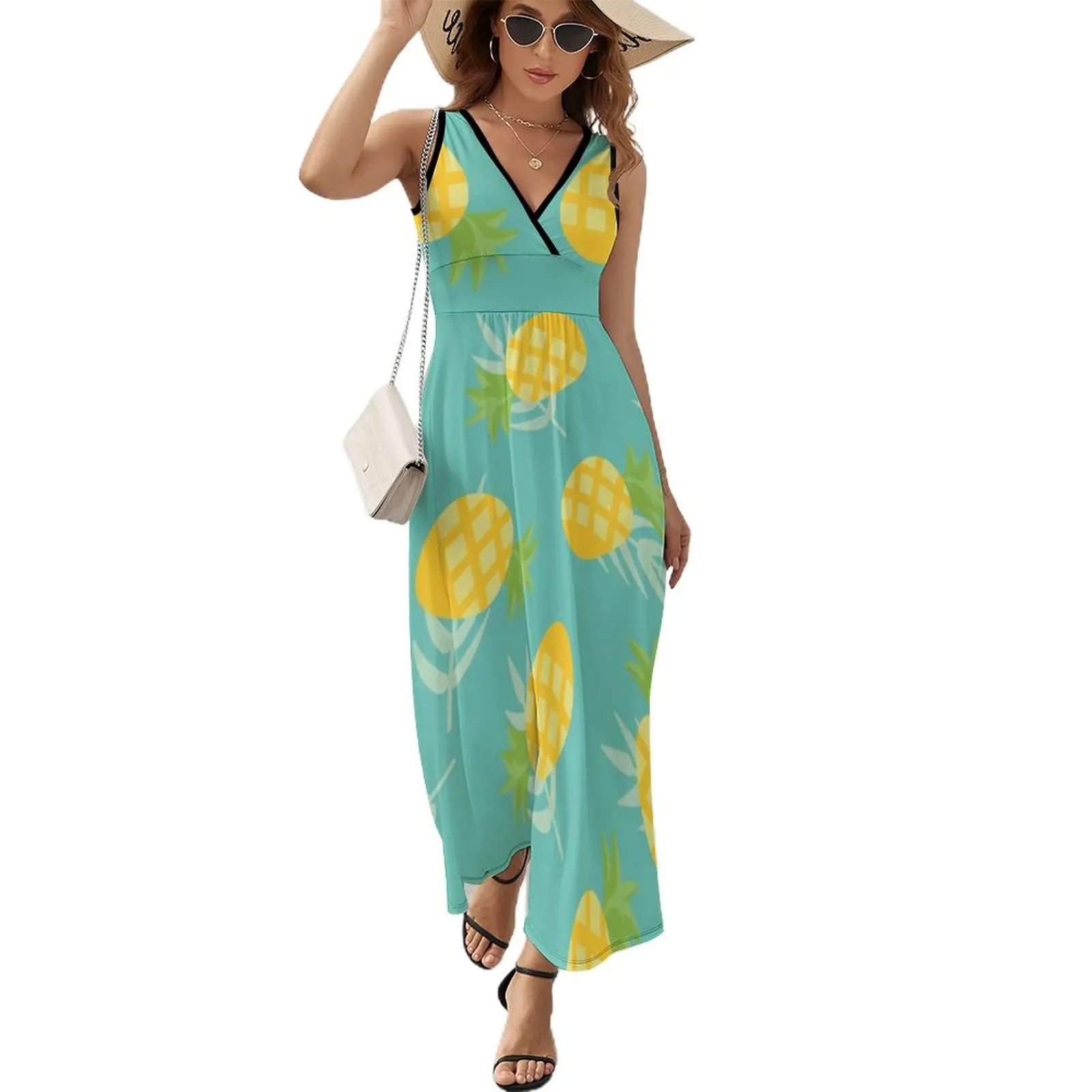 

Тропические ананасы, длинное платье, женские африканские платья для женщин