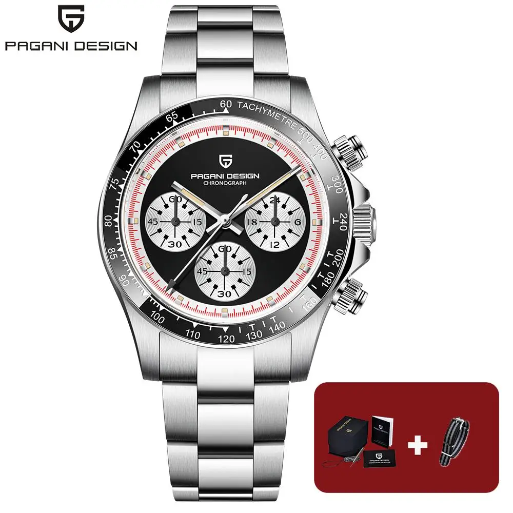 

PAGANI DESIGN Ceramic Bezel Quartz Watch Sapphire Glass 100m Waterproof Luxury TMI VK63 Steel Watch for men reloj hombre PD1676