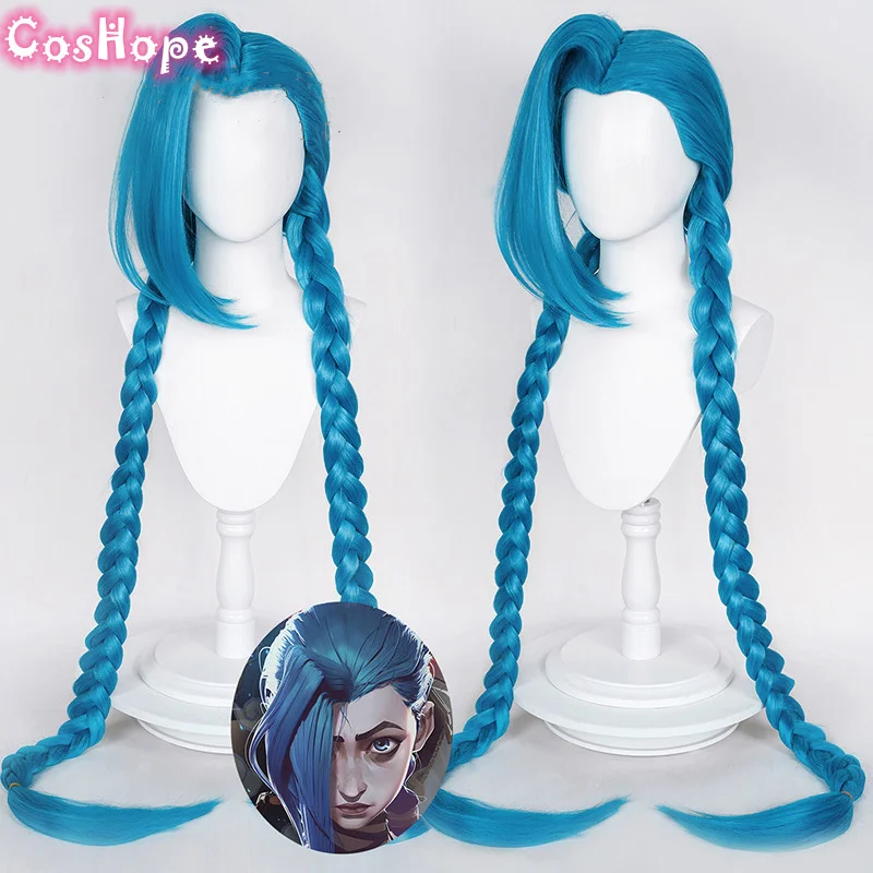 Женский парик для косплея LOL Arcane плетеные парики синий из аниме термостойкие