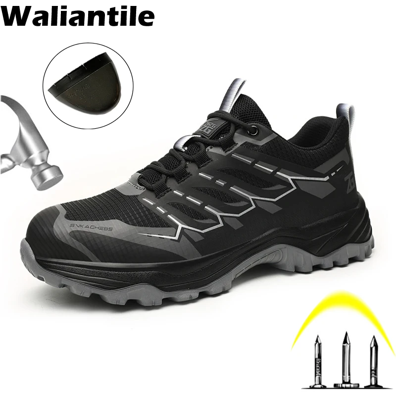 

Waliantile Indestructible Safety Shoes For Men Outdoor Construction Working Boots Puncture Proof Steel Toe Work Shoes Sneakers