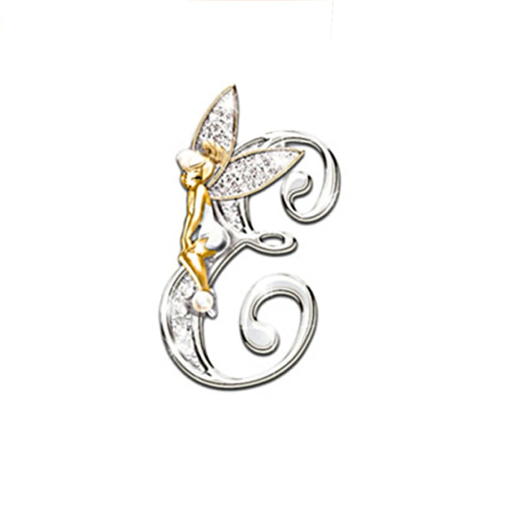 Luxury Brooch Elf Angel Alphabet A-Z Letter Lapel Pin Women Rhinestone Metal Glossy Lapel Collar Pin Scarf Clothes Decor Jewelry Luxury Brooch Elf Angel Alphabet A-Z Letter Lapel Pin Women Rhinestone Metal Glossy Lapel Collar Pin Scarf Clothes Decor Jewelry