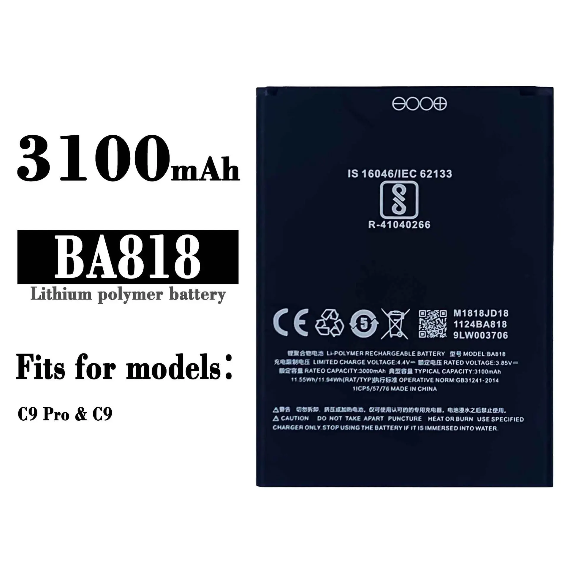 100% High Quality Replacement Battery For Meizu C9 Pro M819H C9 M818H Built-in BA818 High-capacity Lithium Batteries
100% High Quality Replacement Battery For Meizu C9 Pro M819H C9 M818H Built-in BA818 High-capacity Lithium Batteries