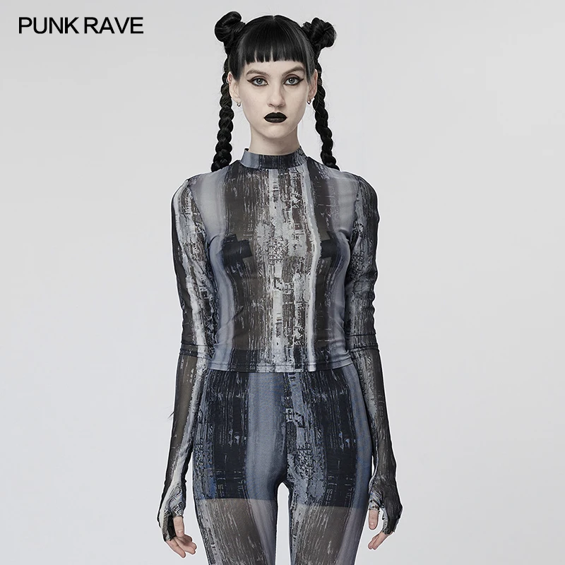 PUNK RAVE Women Mesh T-shirt The Post-apocalyptic Techwear Tight Printing Punk Slim Unique Aesthetic Tops Spring Women Clothes
PUNK RAVE Women Mesh T-shirt The Post-apocalyptic Techwear Tight Printing Punk Slim Unique Aesthetic Tops Spring Women Clothes