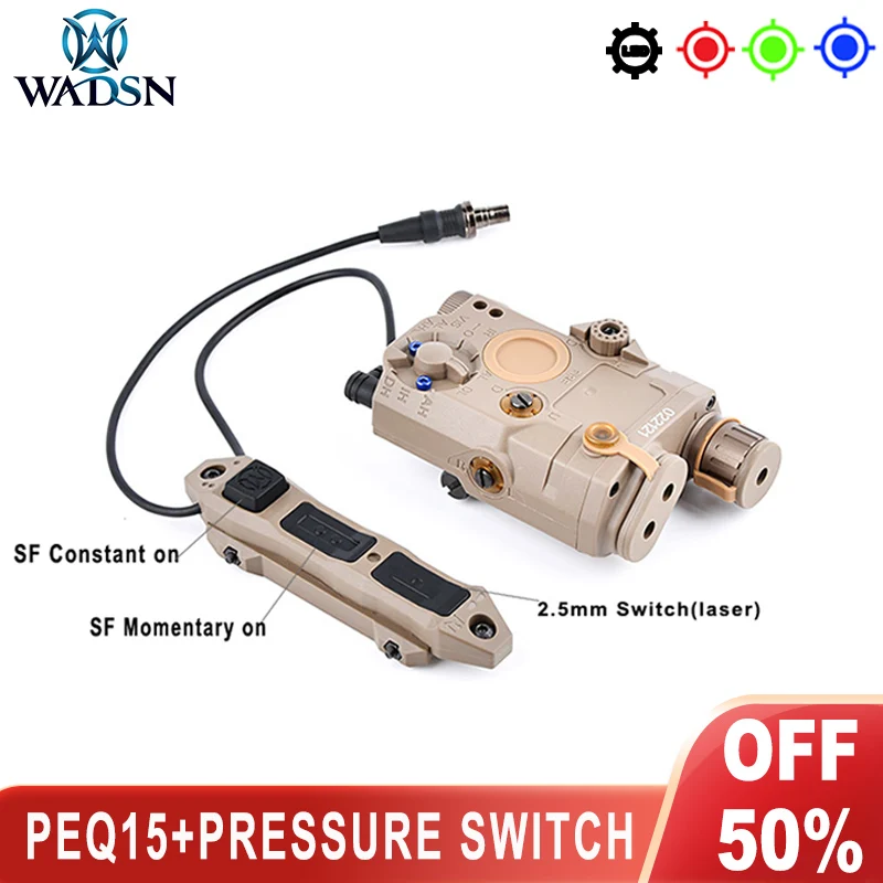 WADSN AN/PEQ15 Red Green Blue Dot Laser Scout Sight Tactical Weapon Flashlight Hunting Rifle Airsoft 20mm Rail Pressure Switch
WADSN AN/PEQ15 Red Green Blue Dot Laser Scout Sight Tactical Weapon Flashlight Hunting Rifle Airsoft 20mm Rail Pressure Switch
