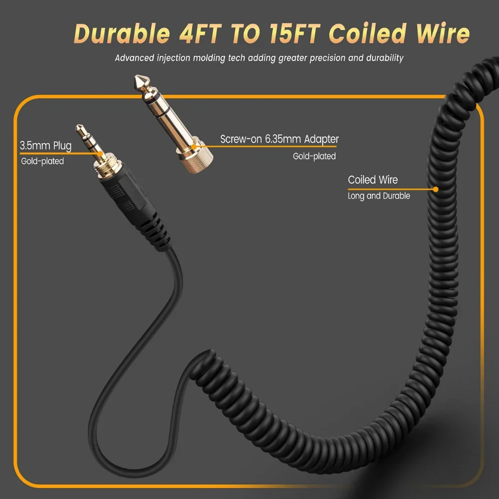 YAYINCC Replacement 3.5MM to 2.5MM and 6.35MM Plugs Stereo Audio Spring Coilded Cable For pioneer DJ HDJ-X5 X7 X5BT Headphones YAYINCC Replacement 3.5MM to 2.5MM and 6.35MM Plugs Stereo Audio Spring Coilded Cable For pioneer DJ HDJ-X5 X7 X5BT Headphones