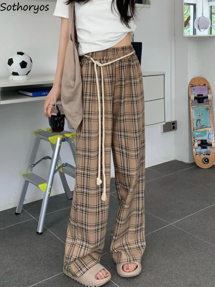 

Casual Pants Women Plaid Classic Retro All-match Korean Style Students Loose Simple Design Popular Ins Cozy Summer Streetwear