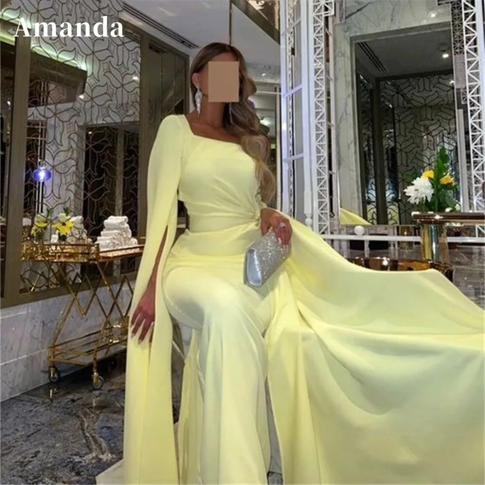 Amanda Lemon-yellow Prom Dress 2023 Cape Sleeve Mermaid Vestidos De Noche Grace Fishtail فساتين السهرة Trumpet Prom Gown
Amanda Lemon-yellow Prom Dress 2023 Cape Sleeve Mermaid Vestidos De Noche Grace Fishtail فساتين السهرة Trumpet Prom Gown
