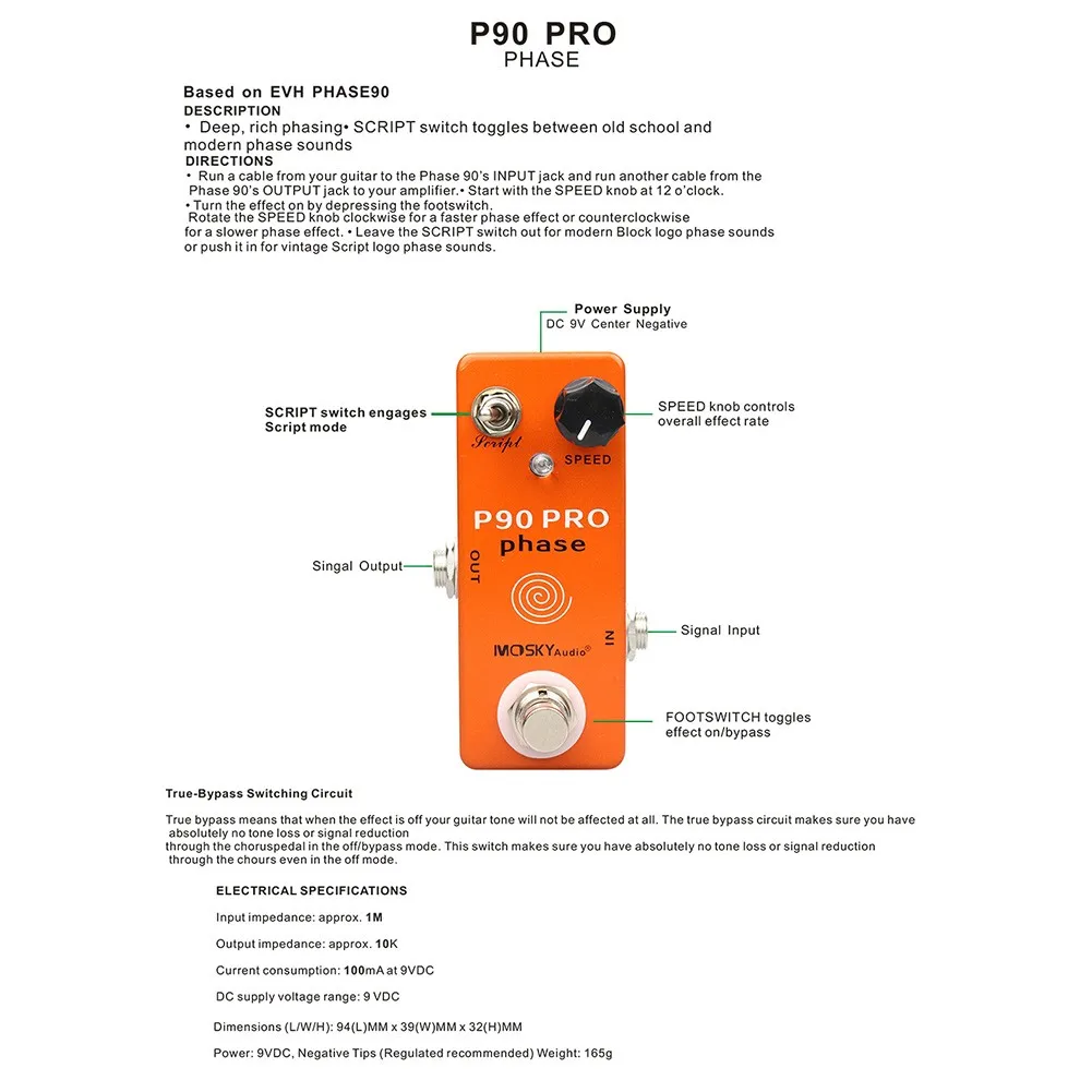 Mosky P90 PRO Vintage Phase Phaser Electric Guitar Effect Pedal Full Metal Effect Pedal True Bypass Guitar Accessories
Mosky P90 PRO Vintage Phase Phaser Electric Guitar Effect Pedal Full Metal Effect Pedal True Bypass Guitar Accessories