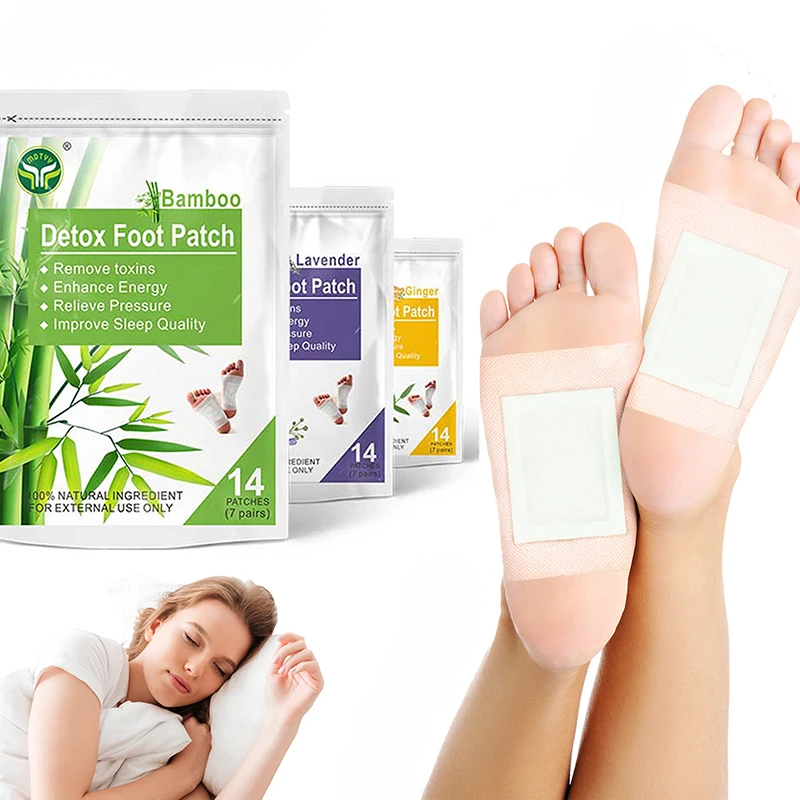 

14 Patches Bamboo Detox Foot Patch Improve Sleep Paste Toxin Feet Pads Dispel Dampness Stick Herbal Soothe the Nerves Relaxation