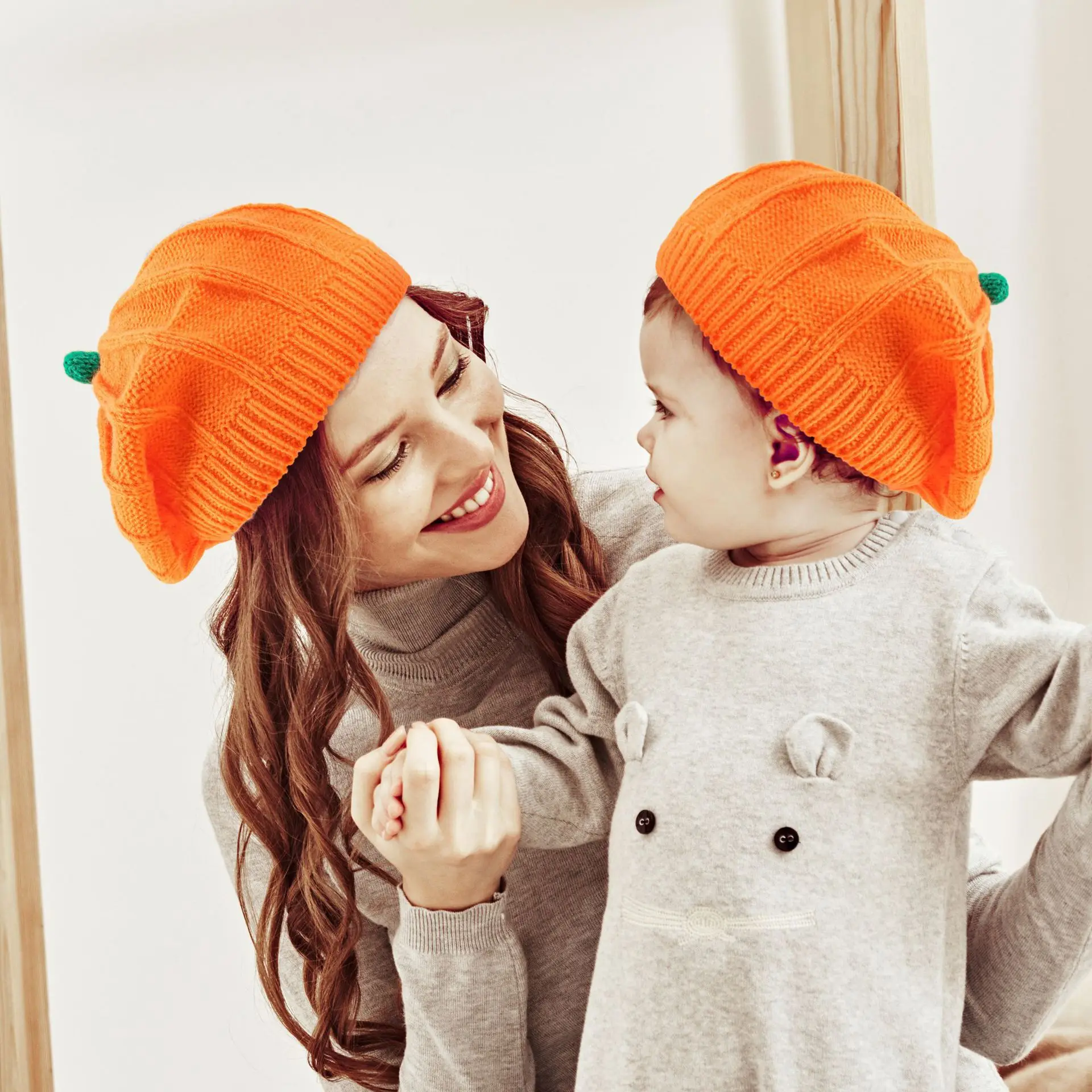 

Halloween decoration pumpkin knitted hat cute adult children soft beret beanie hat Halloween party dress up parentchild hat 2023