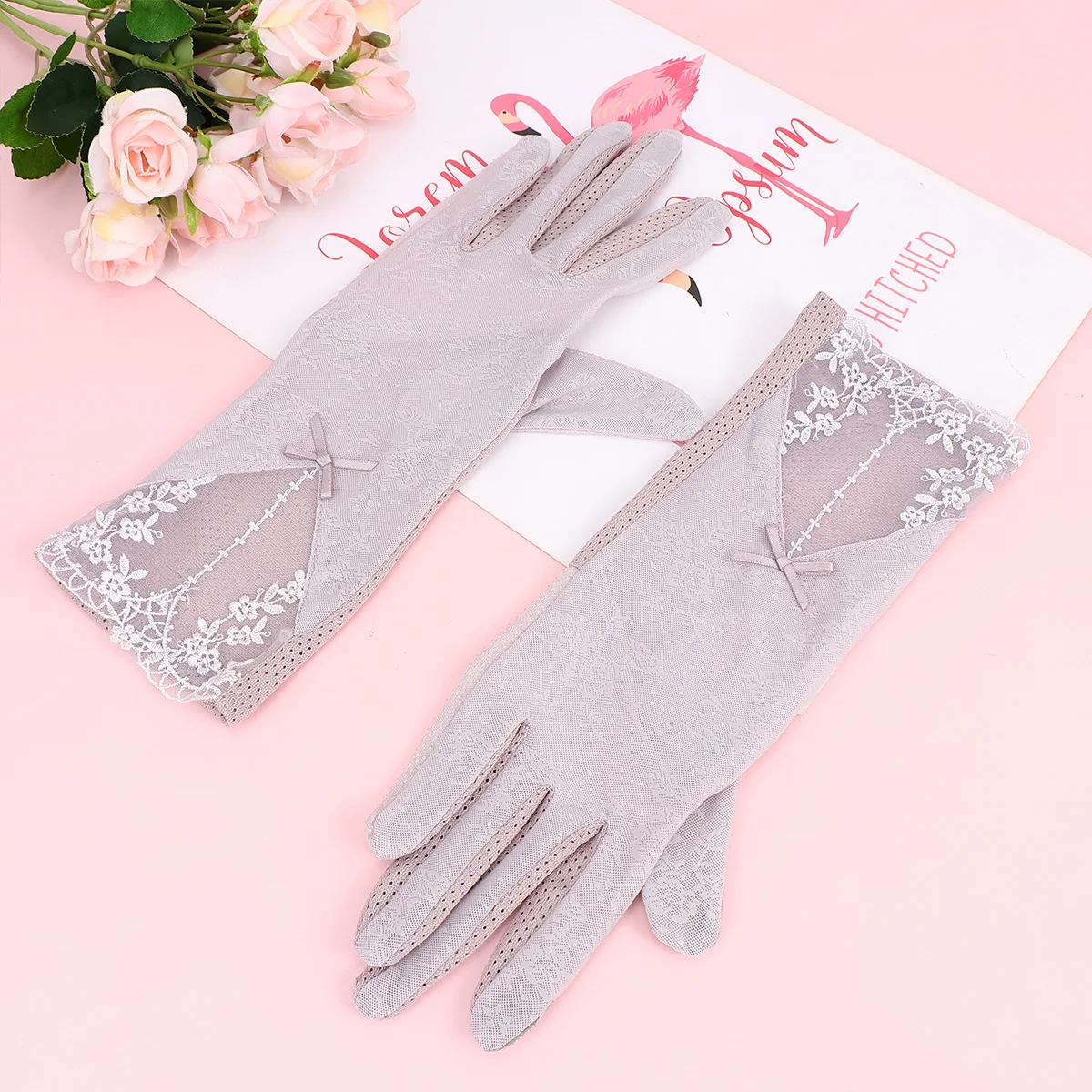 

Non-slip Summer Touch Screen Gloves Women Outdoor Anti-sunburn Lace Mittens Full Finger Female Mitt for Women Girls Female