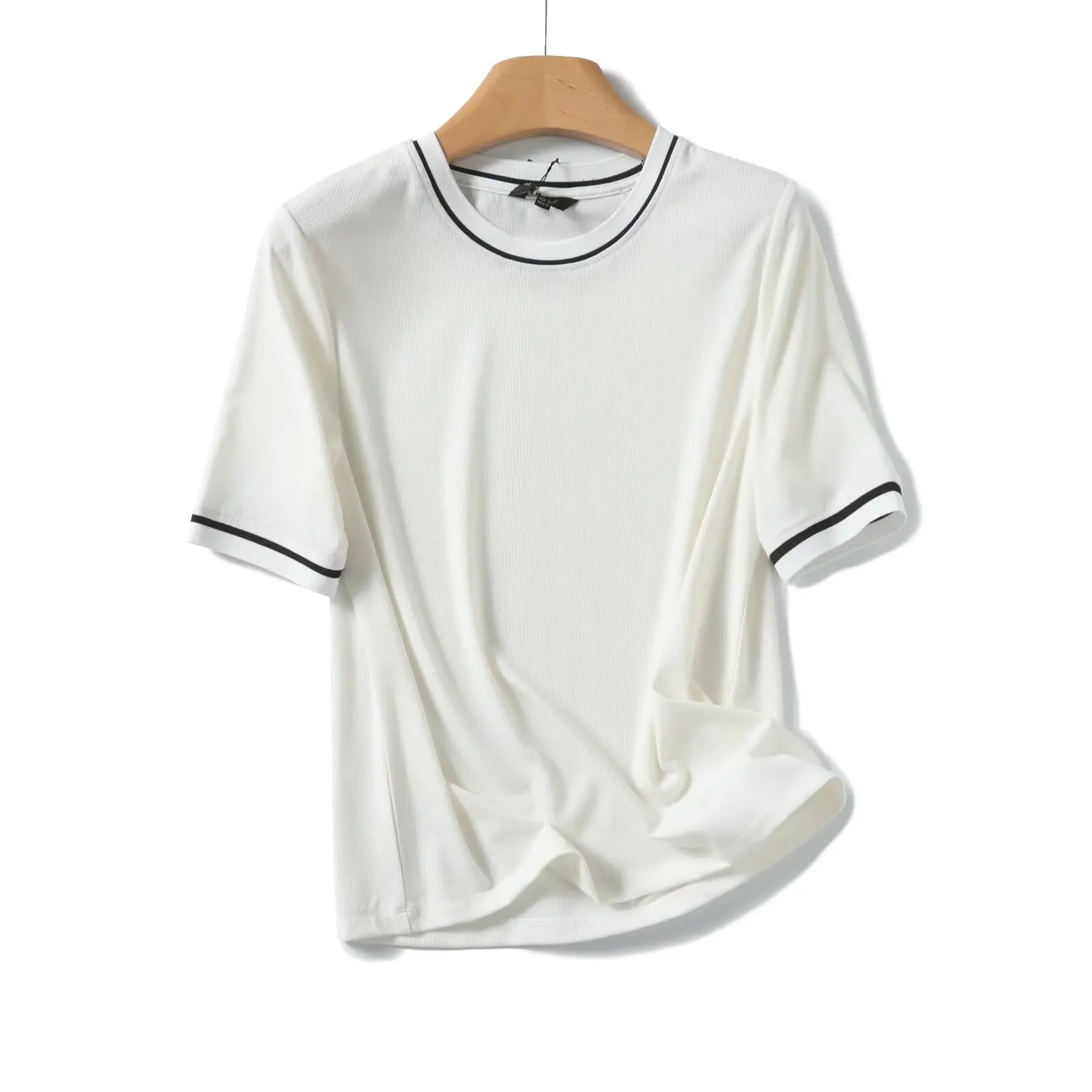 PB&ZA women's clothing 2024 summer new style fashion casual commuting all-match pullover contrast color basic tops 
PB&ZA women's clothing 2024 summer new style fashion casual commuting all-match pullover contrast color basic tops