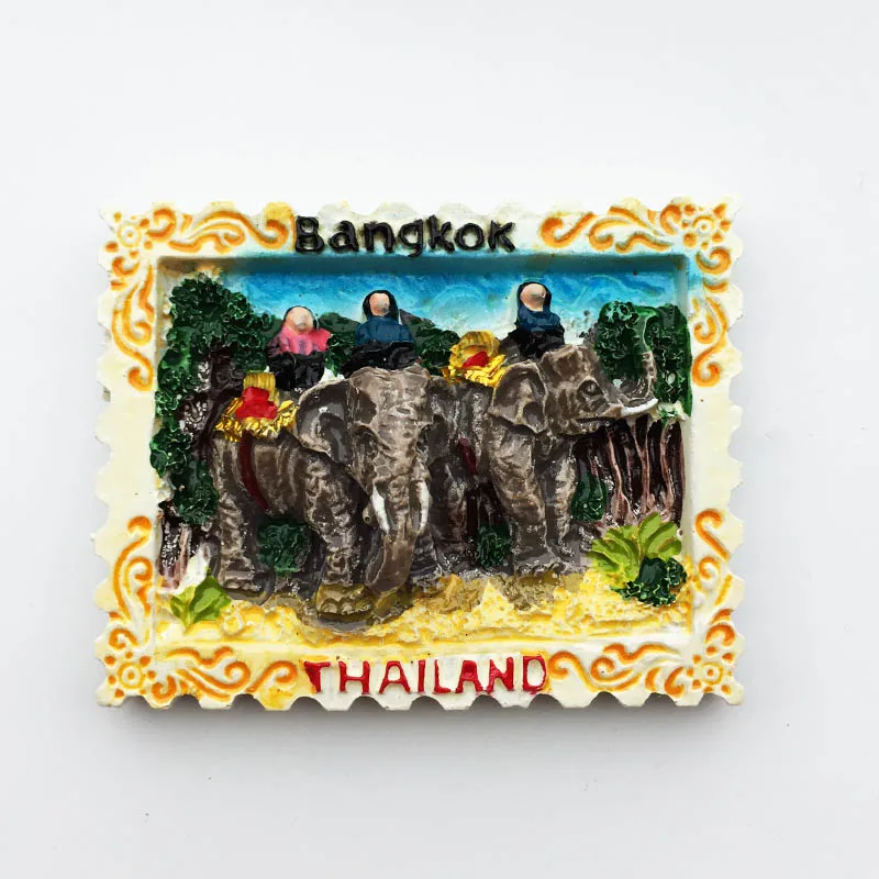 

Fridge magnet Bangkok Elephant Circle Cultural Landscape Message Sticker Tourism Souvenir Resin Decorative Crafts Gift