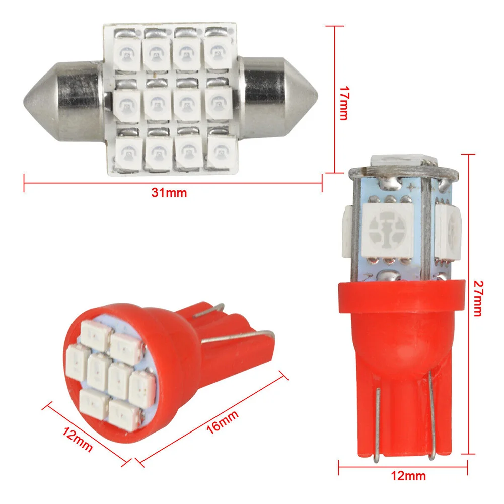 LEDs 31mm 12SMD New Insert Oppositely Lights Red LED For Car Interior For Dome License Plate For Most Car Lamp Bulbs
LEDs 31mm 12SMD New Insert Oppositely Lights Red LED For Car Interior For Dome License Plate For Most Car Lamp Bulbs