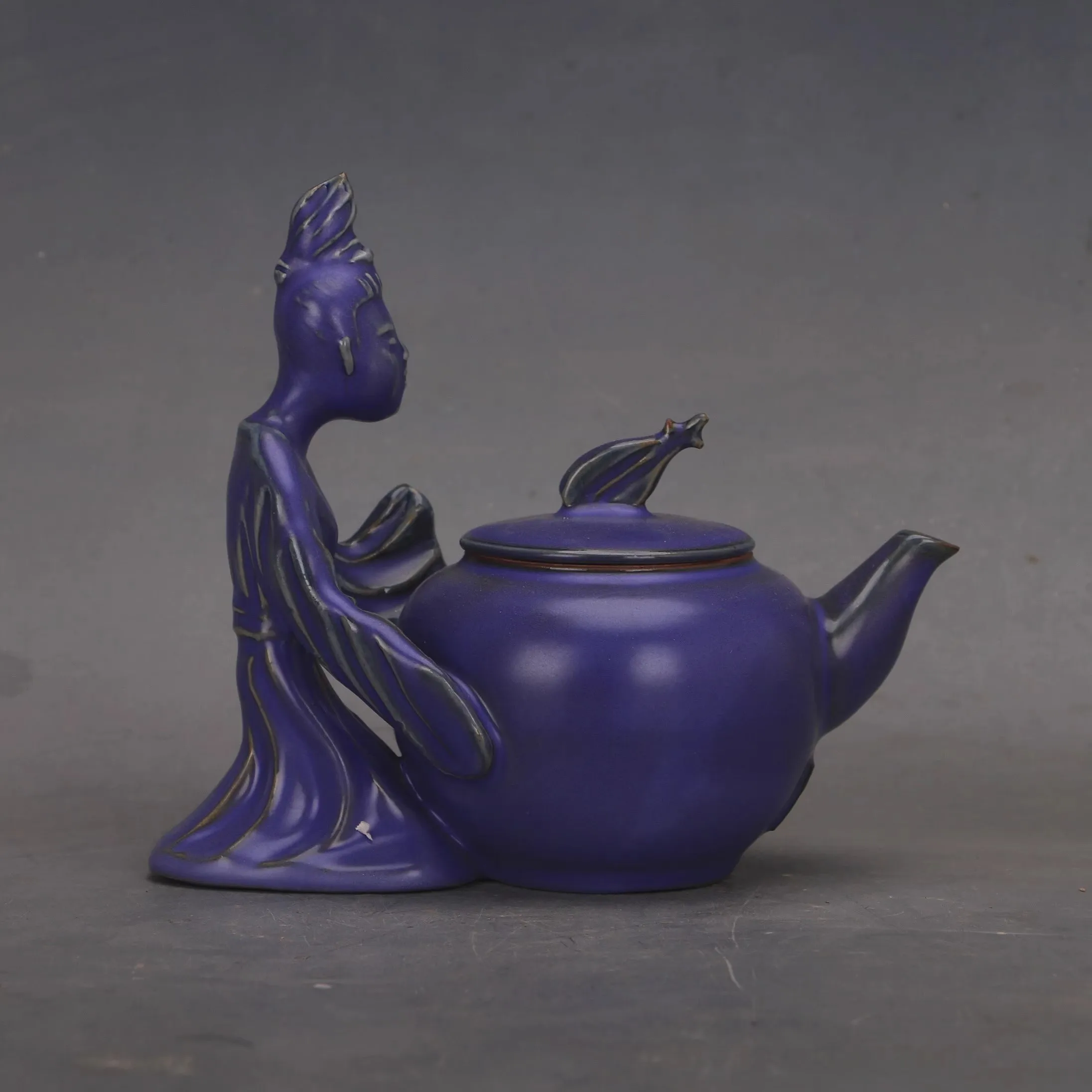 

Rare Old Chinese Song Dynasty porcelain violet servant in ru kiln holds the pot, Free shipping,GU CI ZHI XING