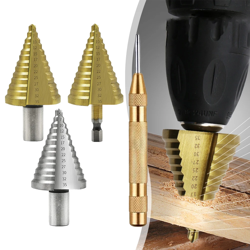 5-35mm Step Cone Drill Bit HSS 13 Steps Hole Cutter With Automatic Center Punch Coated Step Drill Bit Drilling Tools
5-35mm Step Cone Drill Bit HSS 13 Steps Hole Cutter With Automatic Center Punch Coated Step Drill Bit Drilling Tools