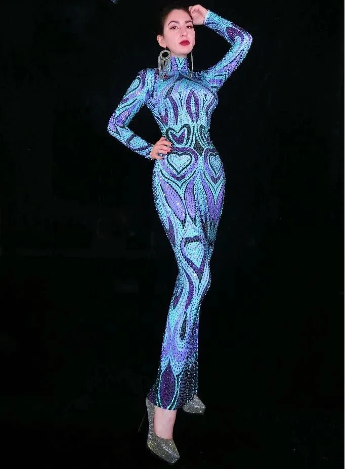Women Singer Long Dress Blue Purple Rhinestones Dress Women's Birthday Celebrate Dress Evening Party Clothes
Women Singer Long Dress Blue Purple Rhinestones Dress Women's Birthday Celebrate Dress Evening Party Clothes