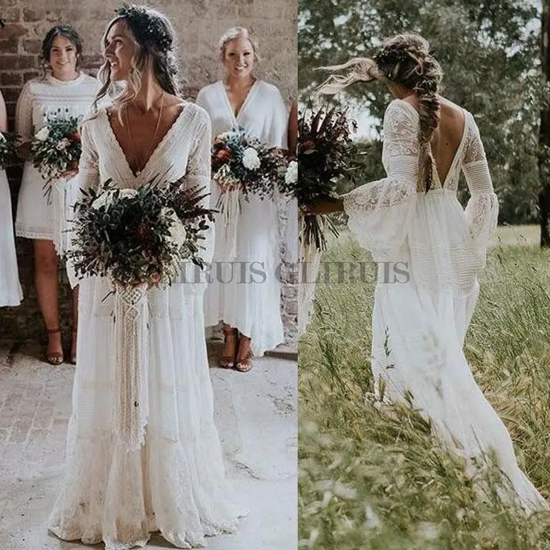 Wedding Dresses Long Sleeves A-Line Backless Sweep Train Pleats Beach Bridal Gowns Bride Dress Vestido de noiva
Wedding Dresses Long Sleeves A-Line Backless Sweep Train Pleats Beach Bridal Gowns Bride Dress Vestido de noiva