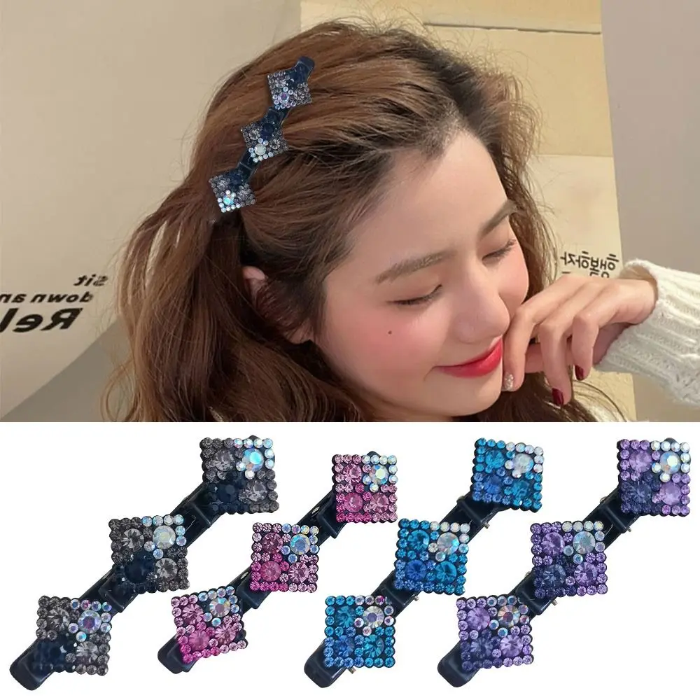 

4PCS Gift Hair Accessories Sparkling Crystal Stone Hair Clips Hair Bands Hairpin Duckbill Clip Double Layer Hairpin Hair Clips