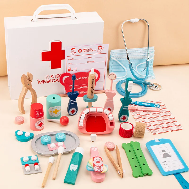 Wooden Simulation Medical Tool Set Toy Family's General Practitioner Pretend Role Play Auscultation Montessori Educational Toys
Wooden Simulation Medical Tool Set Toy Family's General Practitioner Pretend Role Play Auscultation Montessori Educational Toys
