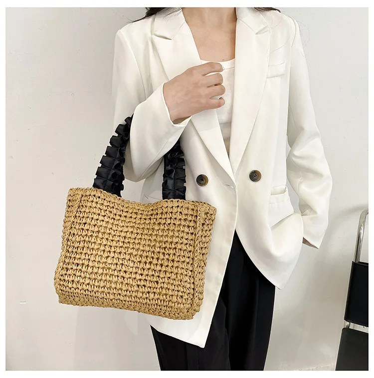 Ruched Handle Bohemian Straw Bag 12 S633e7b396cee406d9706fb7490b886c7j
