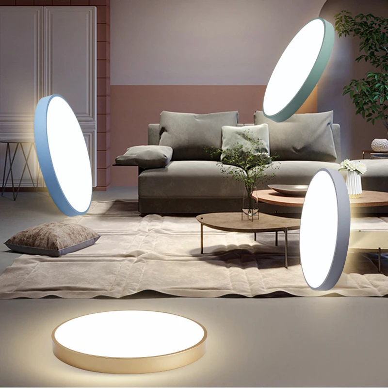 

Nordic LED Macaron Ceiling Light Minimalist Multicolor Ultra-thin Round Lamp For Living Room Bedroom Study Aisle Balcony Fixture