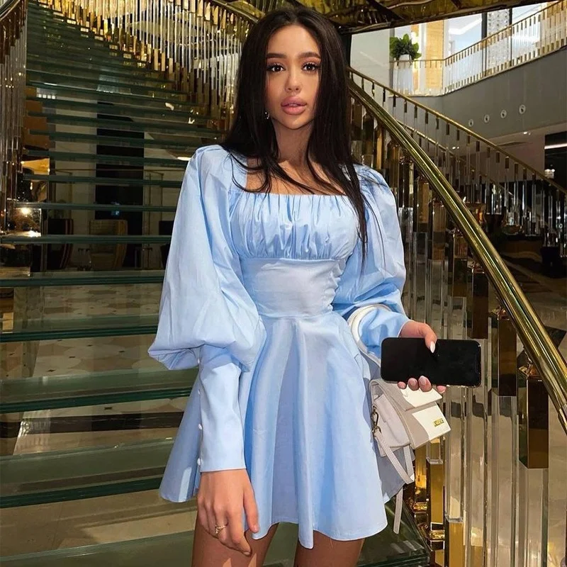 2023 Puff Sleeve Korean Vestidos Autumn New Square Collar Gothic Bandage Collar Stretchy High Waist Women White Black Mini Dress
2023 Puff Sleeve Korean Vestidos Autumn New Square Collar Gothic Bandage Collar Stretchy High Waist Women White Black Mini Dress