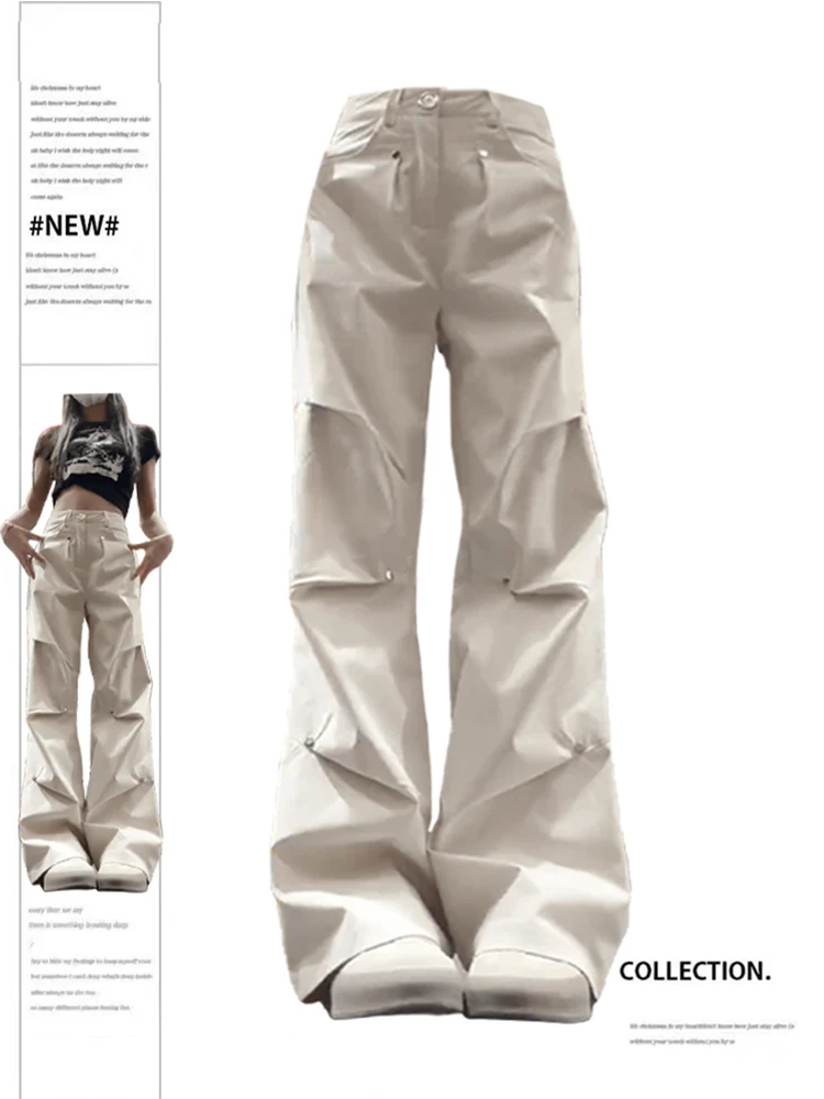 

Женские бежевые мешковатые брюки Y2k, в стиле 1920-х, большие парашютные брюки, винтажные уличные брюки, Женская эстетичная одежда в стиле 90-х, 2000
