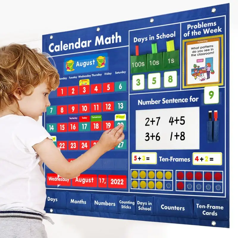 

Карманная диаграмма для классной образовательной математической классной комнаты, календарь, учебная помощь, Обучающие портативные учебные пособия для детского сада