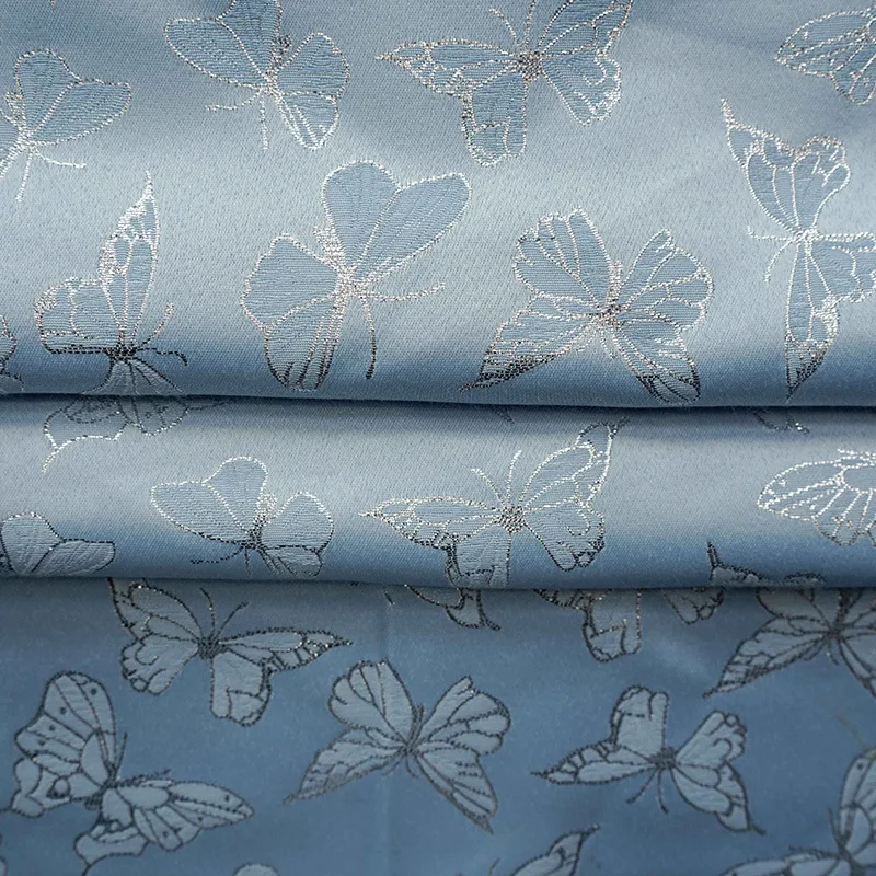 Light Blue Silver Silk Butterfly Jacquard Fabric Women's Spring Autumn Coat Dress Making Fabric 50cmx150cm 
Light Blue Silver Silk Butterfly Jacquard Fabric Women's Spring Autumn Coat Dress Making Fabric 50cmx150cm