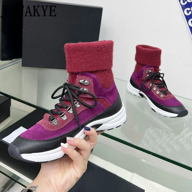 Casual Brand Knitted Elastic Fabric Short Boots for Women's Winter Warm Shoes Designer Lace-up Sock Boots Western Shoes
Casual Brand Knitted Elastic Fabric Short Boots for Women's Winter Warm Shoes Designer Lace-up Sock Boots Western Shoes