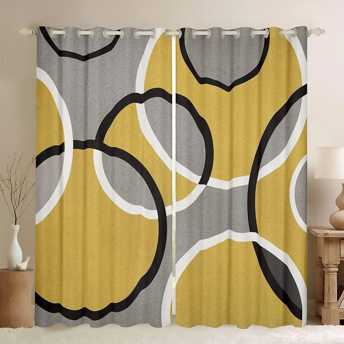 Modern Geometry Curtains for Boys Bedroom 3D Print Yellow Black Gray Circle Window Curtains Bedroom Living Room Grommet Top Hook
Modern Geometry Curtains for Boys Bedroom 3D Print Yellow Black Gray Circle Window Curtains Bedroom Living Room Grommet Top Hook