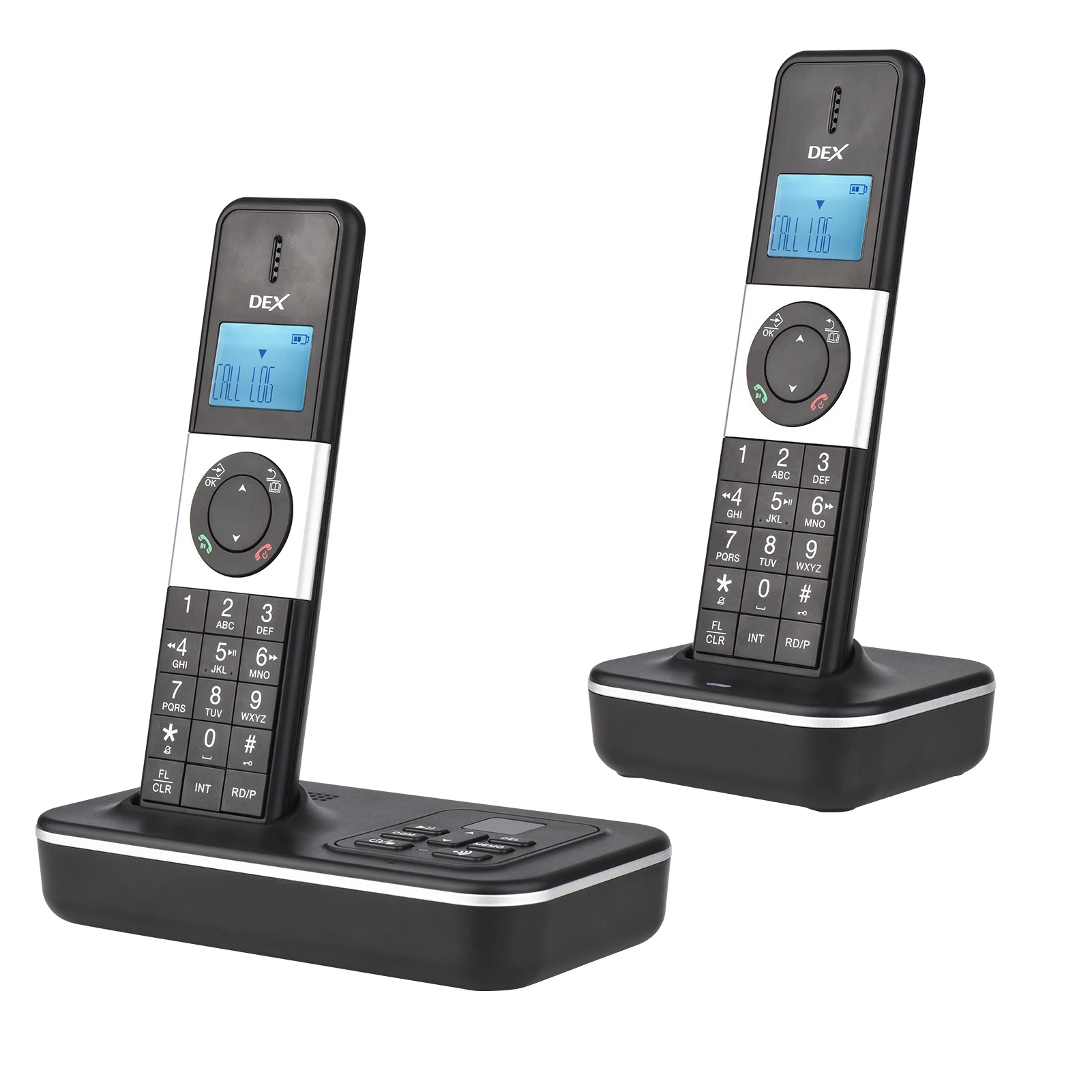 

D1002 TAM-D 2-Handset Cordless Phone with Answering Machine Caller ID/Call Waiting 1.6 inch LCD Support 16 Languages