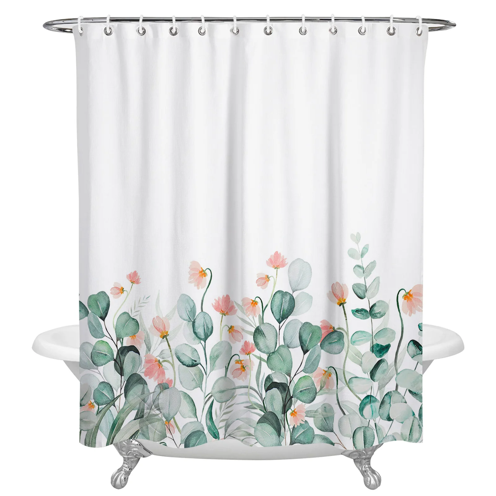 

Idyllic Flower Eucalyptus Leaves Shower Curtains Waterproof Bath Curtains Home Decor Modern Luxury Bathroom Curtain