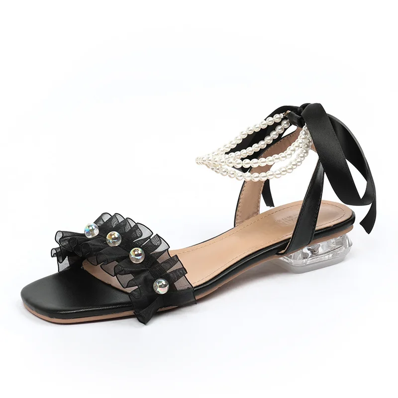 Plus Size 35-43 Ladies Sandals Women Wedding Dress Shoes Lace Pearls Silk Ribbon Decorate Med Heel Sweet Fairy Style Sandals
Plus Size 35-43 Ladies Sandals Women Wedding Dress Shoes Lace Pearls Silk Ribbon Decorate Med Heel Sweet Fairy Style Sandals