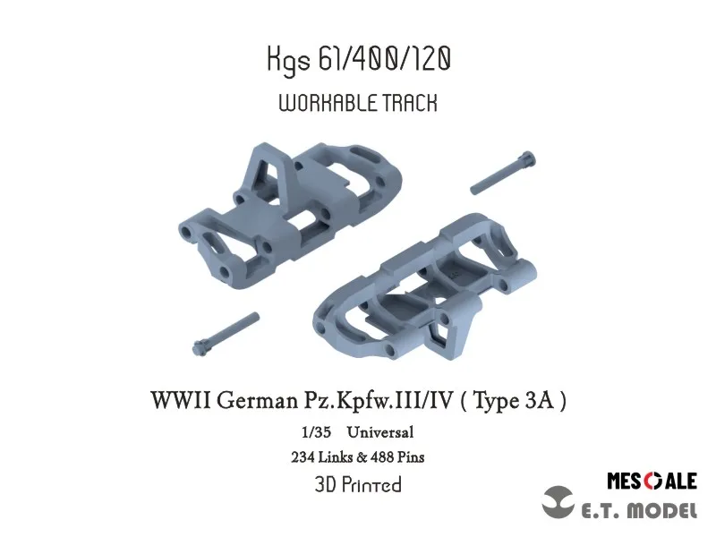 

ET MODEL P35-020 1/35 WWII German Pz.Kpfw.III/IV（Type 3A）Workable Track (3D Printed) (No Tank)