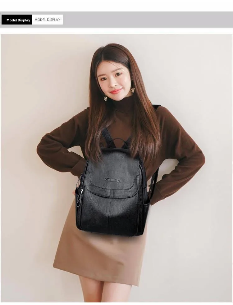 Women's Large Capacity Casual PU Leather Backpack Versatile Shoulder Bag Can Be Stickered for Labeling Work Leisure Travel Women's Large Capacity Casual PU Leather Backpack Versatile Shoulder Bag Can Be Stickered for Labeling Work Leisure Travel