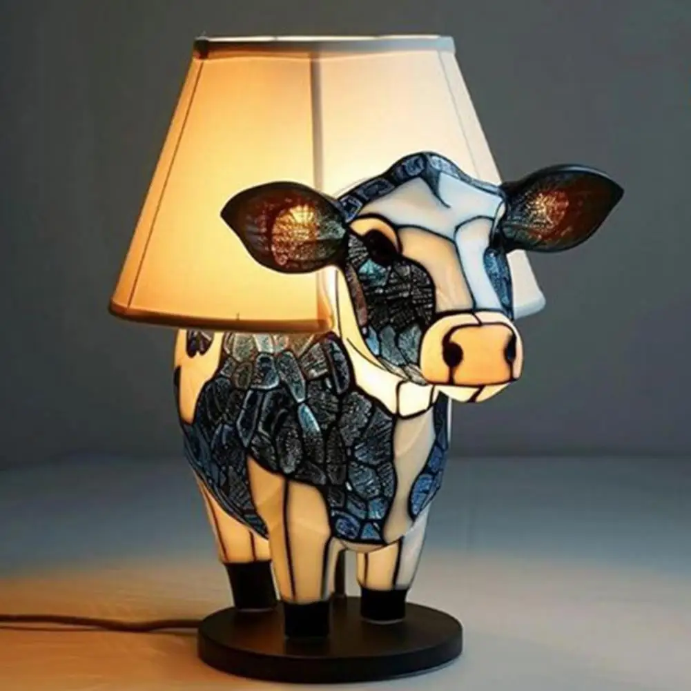 

Home Decoration Light Desk Lamp with Warm Glow Vintage Cow Monkey Resin Table Lamp Usb Operated Night Light for Room Bedroom