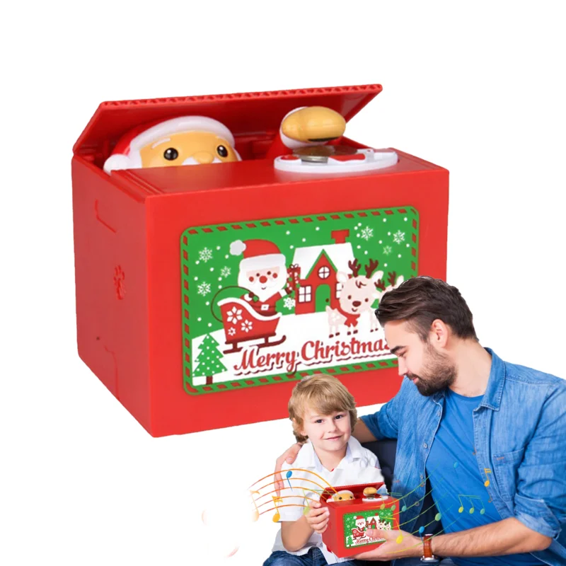 

Christmas Money Bank Toy Santa Claus Stealing Coin Money Saving Box With Music Multifunctional Electronic Money Coin Bank