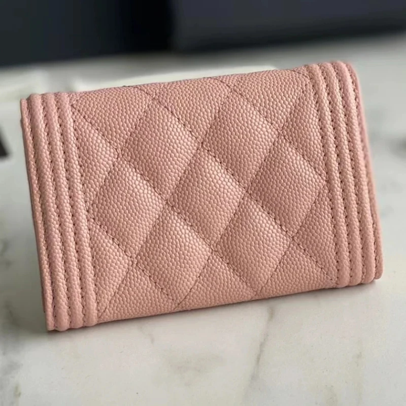 

AAAAA Quality Woman Coin purse CF Classic Flip Genuine Leather Grid Pattern Caviar Wallet Luxury Designer Cowhide Credit Short