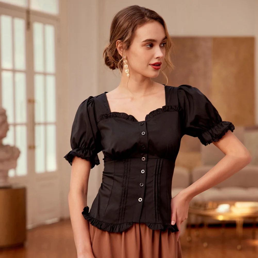 SD Women Renaissance Shirt Puffed Short Sleeve Sweetheart Neck Tops Fashion Vintage Steampunk Gothic Shirts Summer Tops Lady New
SD Women Renaissance Shirt Puffed Short Sleeve Sweetheart Neck Tops Fashion Vintage Steampunk Gothic Shirts Summer Tops Lady New