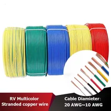 

RV Fine wire Stranded Copper Cable 220V Electric PVC Single Cores Annealed wires Power cables Led 14awg 10 12 14 16 18 awg awge