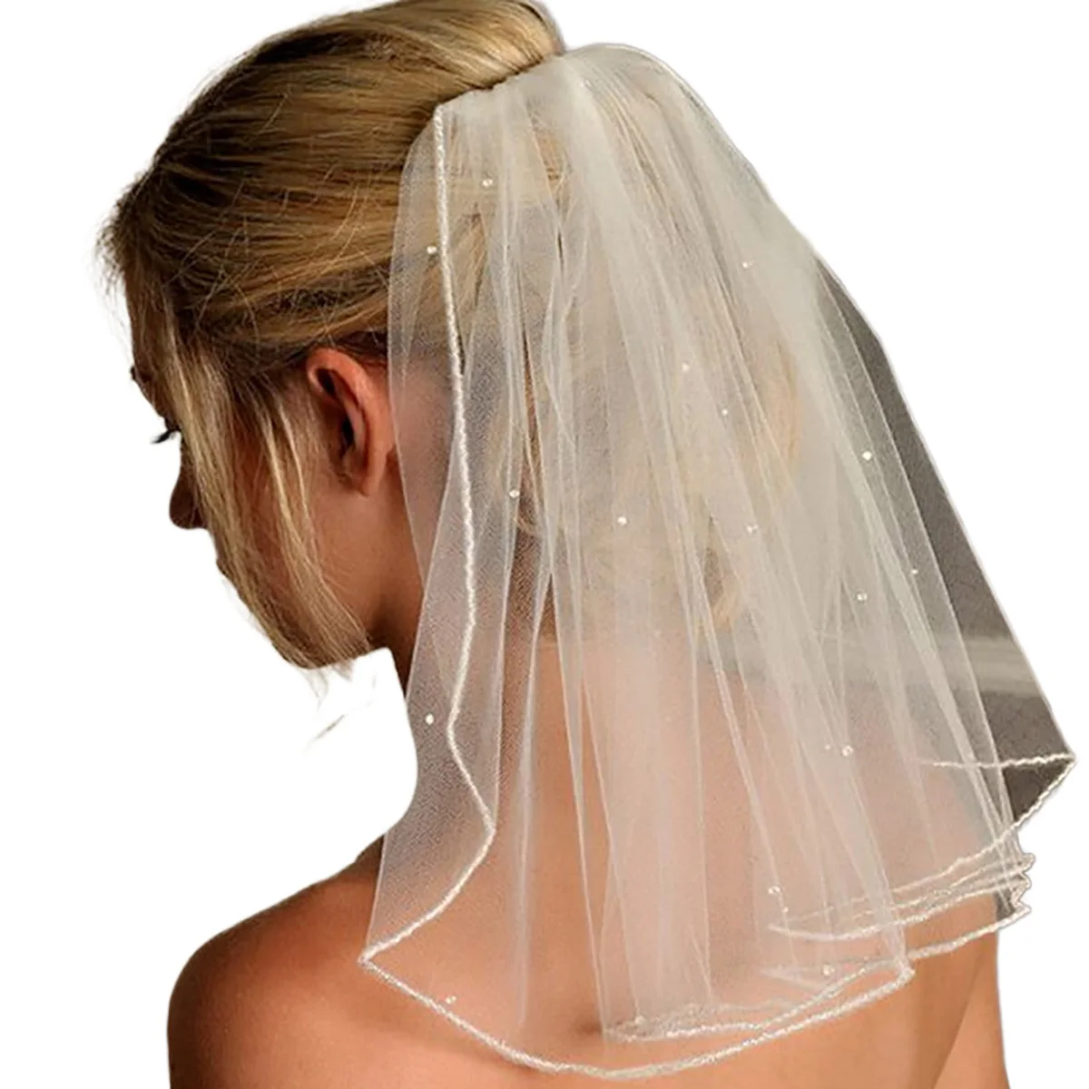 Bridal Wedding Veil Women's Short Vails with Rhinestone Tulle for Bachelorette Party
Bridal Wedding Veil Women's Short Vails with Rhinestone Tulle for Bachelorette Party